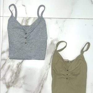 Scrunched buttoned tank tops